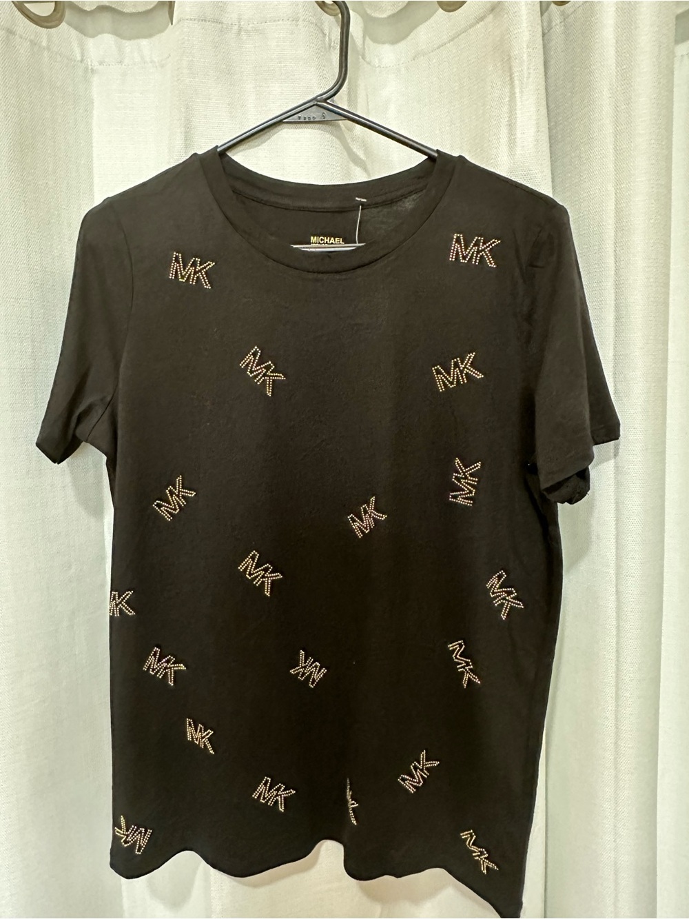 Michael Kors Black Tee with Yellow Logo Print
